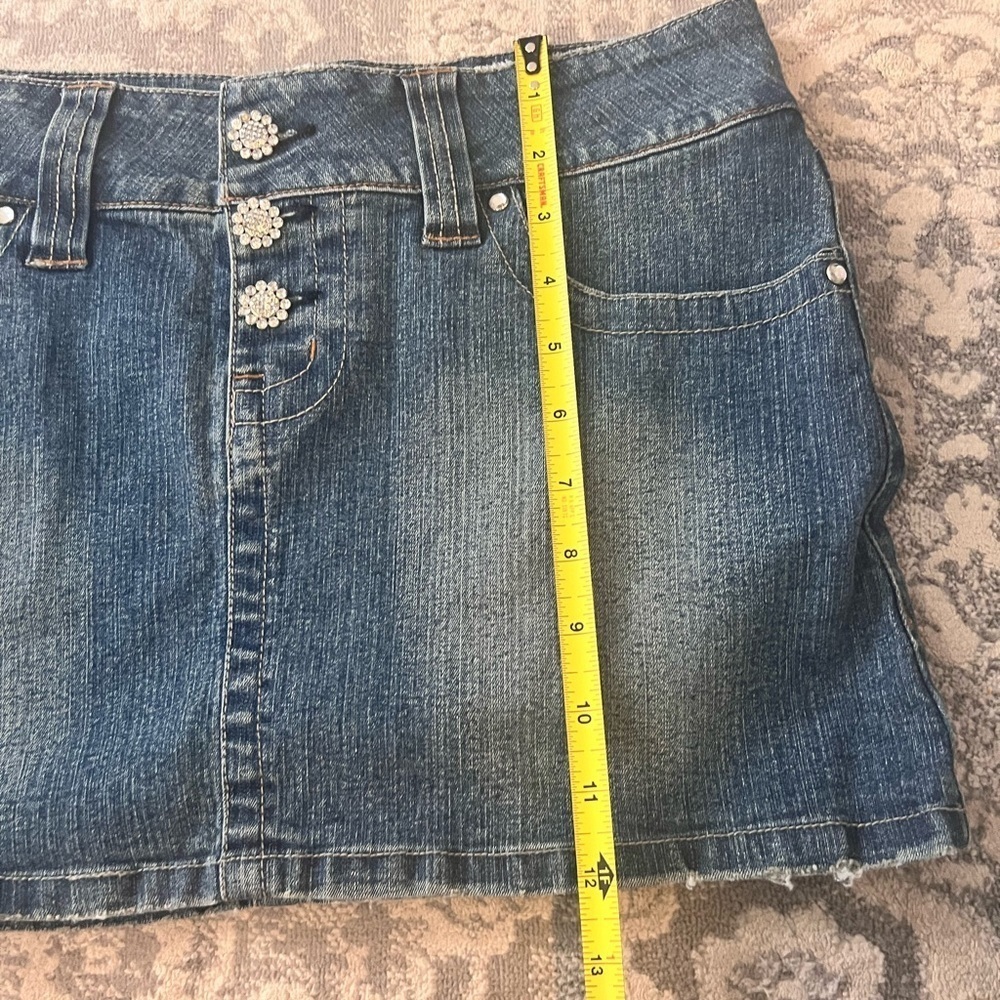Hydraulic Jean Mini Skirt SZ 5/6 light Wash denim Bling embellishments Y2K - Picture 10 of 10